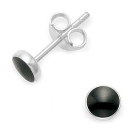 Heather Needham Sterling Silver Onyx Earrings - Silver Round black Onyx Stud Earrings - SIZE: 8mm Gift boxed black Onyx silver earrings. 5778ON