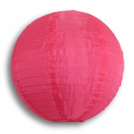 Quasimoon 16" Hot Pink Nylon Lantern, Even Ribbing, Durable, Hanging Decoration