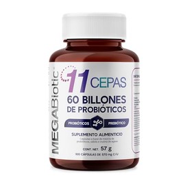 MegaBiotic Probióticos 60 Billones y 11 Cepas 100 cápsulas570mg pporción                                                                              