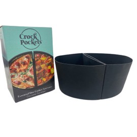CROCKPOCKETS® 6-Quart Slow Cooker 2 Pc. Dividers Set, Reusable Silicone Inserts, Non-Stick and Leak Resistant, BPA Free, Dishwasher Safe + FREE DIGITAL COOKBOOK!