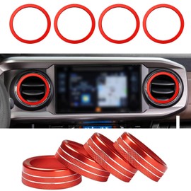 Auovo AC knob Cover Trims and AC Vent Inner Rings for Toyota Tacoma Accessories 2016-2023 Interior Air Conditioner Vent Ring Cover Trims Air Conditioner Knob Rings 8pcs-Set (Red)