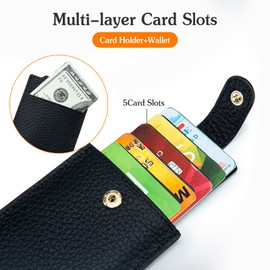 PORRASSO RFID Blocking Credit Card Holder Slim Card Wallet Genuine Leather Card Case for Men Women Beige