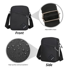 Men's Shoulder Bag, Canvas Shoulder Bag, Multifunctional Shoulder Bag, Adjustable Fashionable Leisure Bag, Suitable for Travel, Work and Travel (Black), black