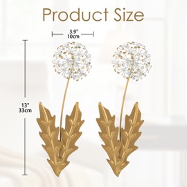 Oairse Set of 2 Metal Hydrangea Wall Art 13" Gold Flower Wall Decor for Home, Modern 3D Floral Wall Hanging for Living Room Bedroom Hallway Decoration