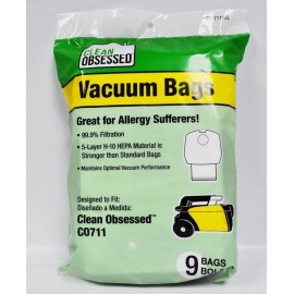 Fits For Clean Obsessed CO711 HEPA Vacuum Bags #CO711BG 9/pk