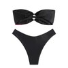 ZAFUL Women's Bandeau Bikini O Ring Strapless Tie Back High