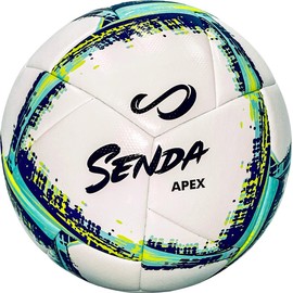 SENDA Apex Match - Pelota de fútbol, Certificado de Comercio Justo, Azul/Amarillo/Blanco, Talla 5 (13 en adelante)