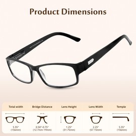 TruVision Readers Reading Glasses - 9504H - 1 Pack - Black - 1.25