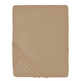 Beige king size fitted sheets Non-iron, Soft, Plain 200TC polycotton bottom bed sheet for thick mattress