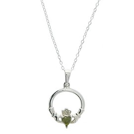 Connemara Irish Marble & Sterling Silver: Small Claddagh Necklace…