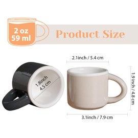 INGOFIN Ceramic Espresso Cups Set of 4, 2 oz Mini Espresso Mugs with Handle, Small Demitasse Coffee Cups, Vintage Espresso Accessories, Microwave Safe Shot Cup Suit for Coffee Bar, Espresso Machine