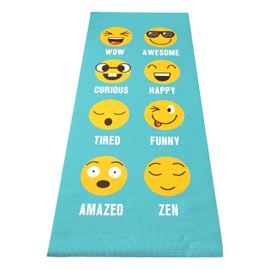 Bean Products Kids Size Sticky Yoga Mat | 3mm Thick (⅛”) x 60” L x 24” W | Non-Toxic, SGS Certified | Non-Skid & Non-Slip Eco-Friendly Exercise or Playtime Mat | Fun Colors & Designs | Wave Emoji