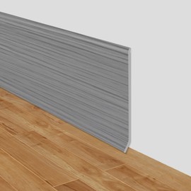 LSGCQ Flexible Baseboard Molding Trim 4 Inch x 60 Feet Self-Adhesive Vinyl Wall Base Peel and Stick Cove Base Rubber Wall Base Moulding Trim (Wood Grain Light Gray)
