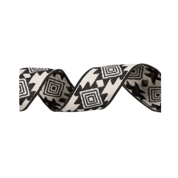 Black and White Aztec Wired Edge Ribbon - 2 1/2"