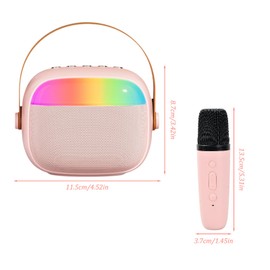 Karaoke Maschine mit 2 Karaoke Mikrofonen, Mini Karaoke Maschine mit LED-Licht, Tragbare Kabelloser Bluetooth-Lautsprecher, Bluetooth MusikLautsprecher für Familien Geburtstagsfeier