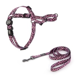 SUPER DOGGY Anti-Pull Harness for Dogs - Easy Walk Harness with Lead - Chest Collar for Large, Medium and Small Dogs - Training Harness, Reduces Choking Hazard (Pink Leopard, M)