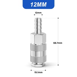 ERGAOBOY 2 Pcs Male Industrial Air Coupling with 12MM Hose Barb, Flow Quick Connect Air Coupling and Plug Kit Pneumatic Compressor Hose Fittings