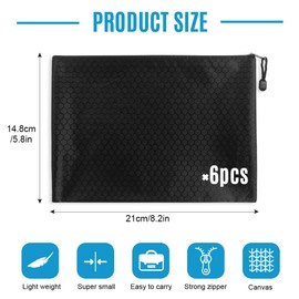 GIDWRIY Pack of 6 Money Bags, Bank Bag, 33.5 x 24 cm, Wallet with Zip, A5, Waterproof Money Bag, Document Bag, Money Bag, Cash Bags for School