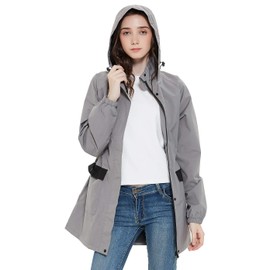 Aoki Outdoor Raincoat, Women's, Mountain Parka, Rainwear, Waterproof, Windbreaker, Lightweight, Poncho, Work or School, Fishing, Windproof Jacket, gray