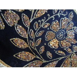 Offray 6" wide Beaded Black/blue Velvet Lined Wired Luxury Ribbon by the yard