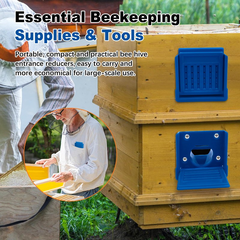 Bee Hive Entrance Reducer,6 Pack Beekeeping Supplies,Blue Plastic Beehive Entrance