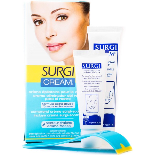 Surgi Cream Hair Remover Face 1 Ounce Extra Gentle Fresh Scent (29ml) (2 Pack)