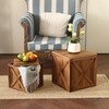 COLLECTIVE HOME - Wood Storage Ottoman, Rustic Storage Stool, 2