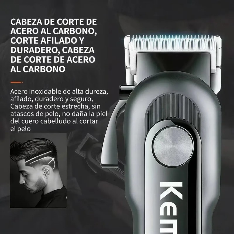 Kit Máquinas Cortadoras de Pelo Kemei Profesional con Display Digital