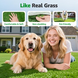 Realistic Artificial Grass Rug Indoor Outdoor: Fake Grass Turf with Drainage Holes, Pet-Friendly Dog Grass Mat, Perfect for Garden Lawn Balcony Patio Backyard Landscape Decoration​, 3FT x5FT