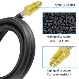 EATBALE Inert Gas Welding Hose, Argon Nitrogen Regulator Adapter Hose for TIG MIG MAG Welding Machines 6.56FT 5/8" UNF-18RH Fitting Inert Gas Tube Replacement Parts for Plasma Cutters Industrial Work