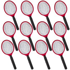 12 Pack Electric Fly Swatter Bulk Bug Zapper Rackets for Indoor Outdoor Insect Control Killer Bat Handheld Mosquito Swatter Battery Powered Electric Bug Killer for Home Patio Camping(Red)