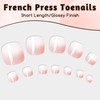 Bellelfin 120Pcs Press on Toenails Short, Pink Ombre Toenails Press