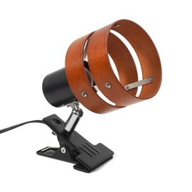 Aiwode Clip Light Wood Grain Brown Round (Wood) E26 Compatible 360 Degree Rotation Switch Premium Eye Care Energy Saving Space Saving Design Bedroom Bedside Desk Light for Reading Luxury Restaurant Lighting for Plant Growing Light Black 1 Bulb Not Included