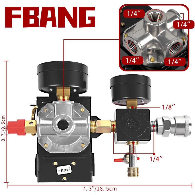 FBANG Air Compressor Pressure Switch Control Valve, 90-120PSI Pressure Regulator
