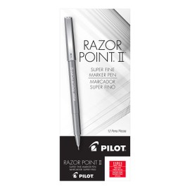 PILOT Razor Point II Fine Line Marker Stick Pens, Point (0.2mm) Red Ink, 12-Pack (11011)