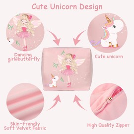Yoweenton Kids' Stuffed Animal Beanbag Storage for Girls Room Decorations, Unicorn Bean Bag Chairs, Medium Size, Velvet Extra Soft Cover Only