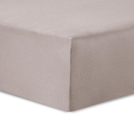 Vision - Jersey Fitted Sheet - 140 x 190 cm - Beige - 100% Cotton Jersey - Elasticated All Around - 30 cm Stretch Height