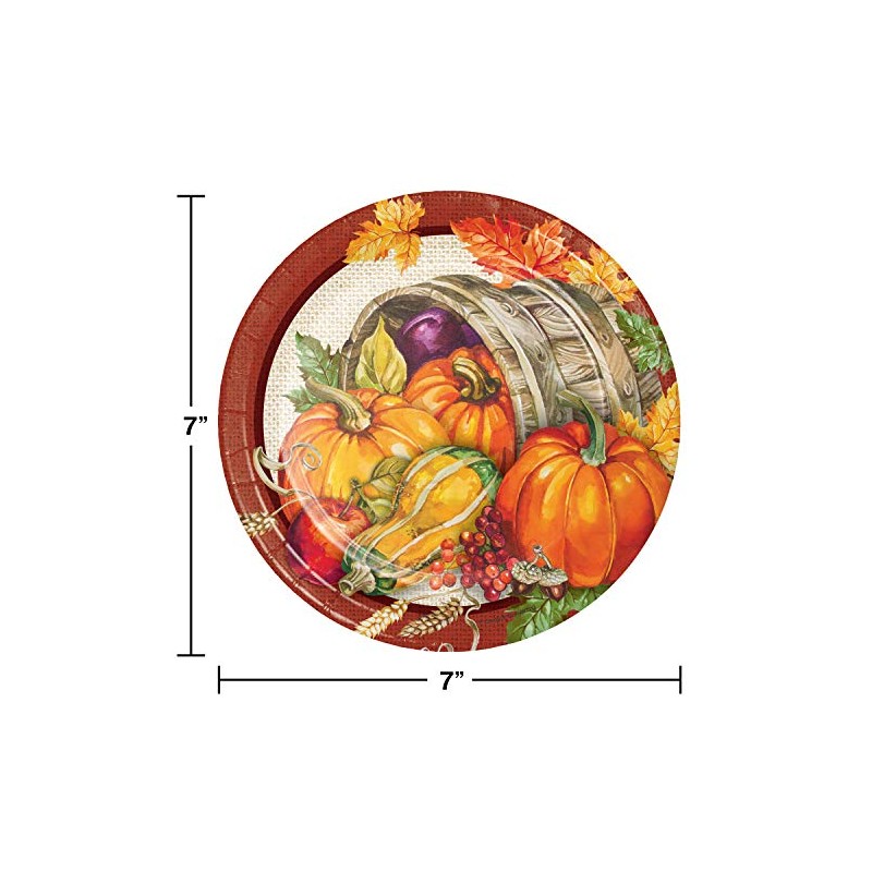 Creative Converting Plentiful Harvest Dessert Plates, 7", Multi-color
