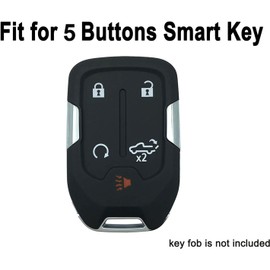 5 Buttons Silicone Smart Key Fob Cover Fit for 2023 2022 2021 2020 2019 GMC Sierra and Chevy Silverado 1500 2500HD 3500HD (Black with red + Black with White)