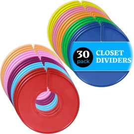 Set of 30 Color Closet Dividers for Hanging Clothes – Clothing Rack Dividers for Organization