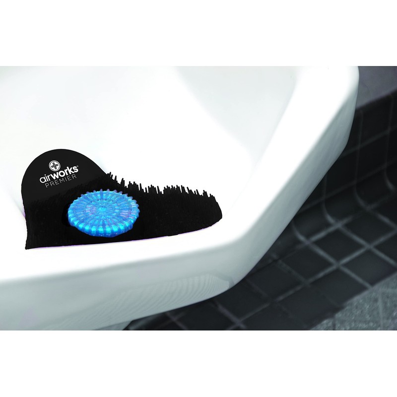 AirWorks AWSP235 Premier Urinal Screen with Block, Midnight Sky, Black,