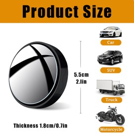 Eastrise 2-Pack 360° Adjustable Wide-Angle Blind Spot Mirrors - HD Waterproof Glass Wing Mirrors (Universal Fit for Cars/SUVs/Trucks) - Eliminate Blind Spots, Enhance Driving Safety(Black)