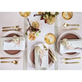 Solino Home Festive Edge Table Runner – 14 x 108 Inch, Decorative Table Runner with Lurex Border – White and Natural