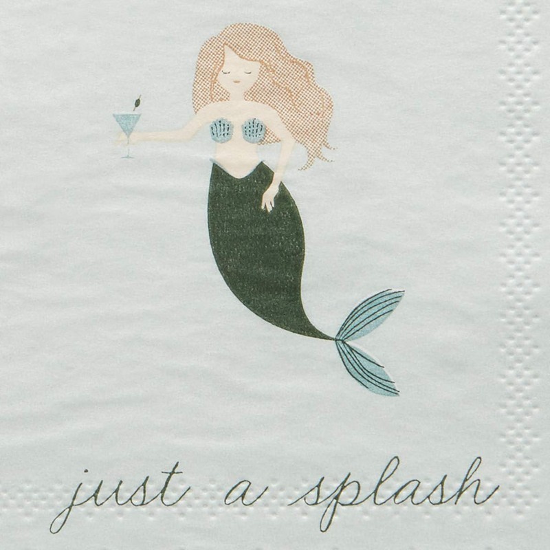 X&O Paper Goods Blue 'Just a Splash' Mermaid Beverage and
