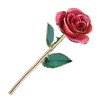 24K GoldPlated Rose Flower Pink Green Leaf for Valentine's Day