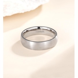 TIGRADE 4mm 6mm 8mm Titanium Ring Brushed Dome Wedding Band Comfort Fit Size 4-14,Silver, 6mm, Size 9