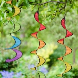 Relaxdays, Set of 3 Rainbow Wind Spirals, Hanging, H x D: 137 x 24 cm, Decorative Wind Chime Garden & Balcony, Colourful