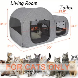 LUCKITTY Portable Cat Playpen, Delivery Room, Enclosure, Postoperative Recovery, House Design for Better Standing, Foldable Pet Tent for Indoor and Outdoor Use, Cat Houses & Condos Dark Gray