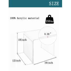 Clear Transparent Acrylic End Table with Rounded Edges,18"H Compact Small Table, Acrylic Side Table Suitable for Living Room, Night Stands for Bedrooms, Modern Occasional Tables 12"D x 16"W x 18"H