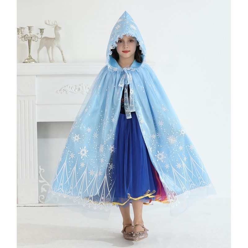 PURFEEL Girls Princess Cape Kids Snowflake Hooded Cloak Play Costume